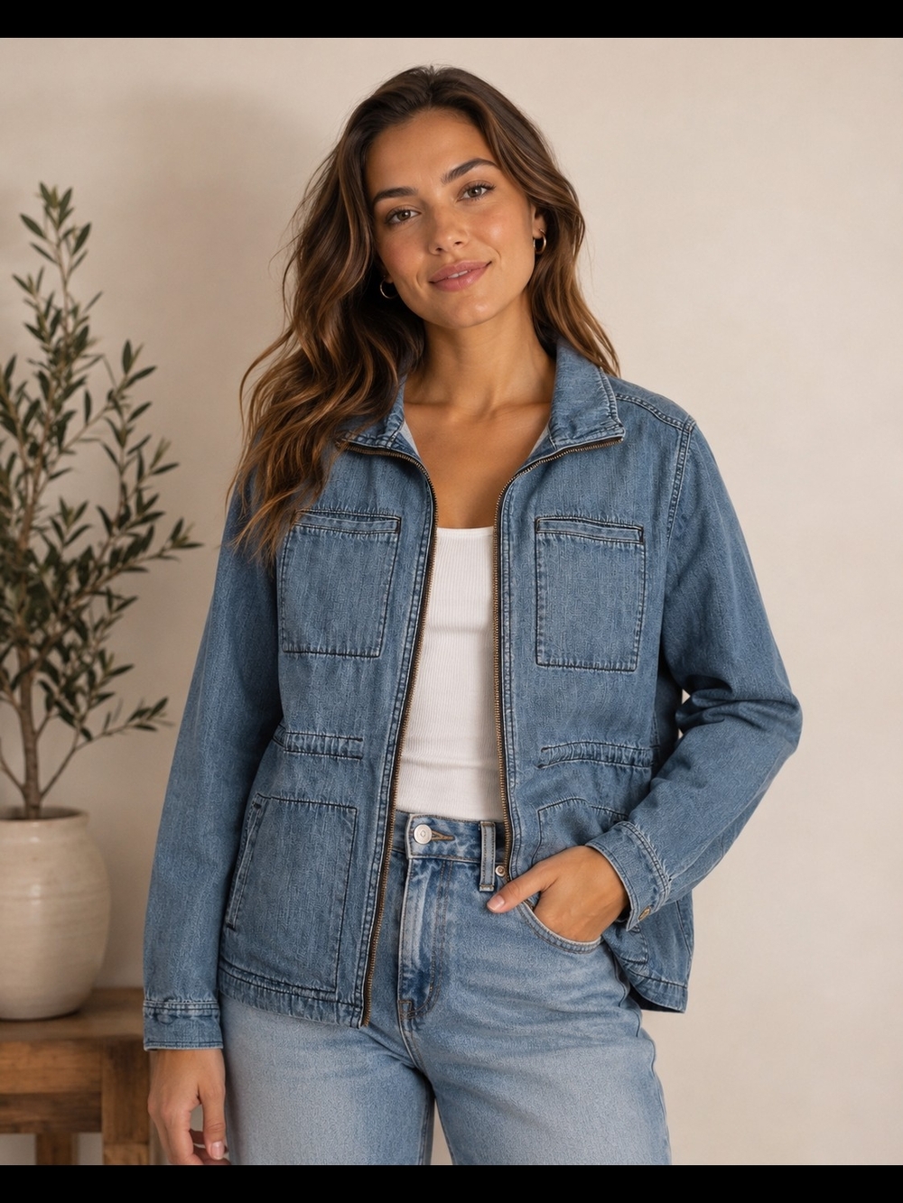 GAP Blue Denim Cargo Jacket XXL